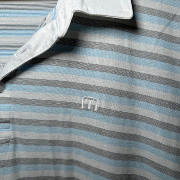 Travis Mathew Polo Shirt Men's LG White Striped Performance Golf Casual - Picture 4 of 6